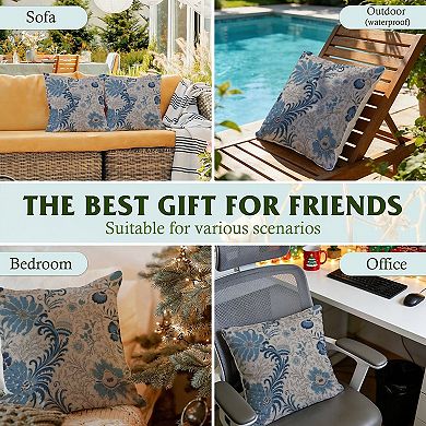 Decorative Throw Pillow, 18" Pillow Cover Singular, Floral Jacobean Thibaut Blue