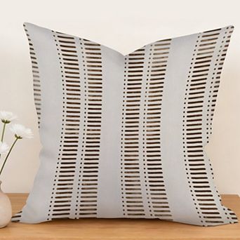 Decorative Throw Pillow, 18" Pillow Cover Singular, Indian Block Green Stripe