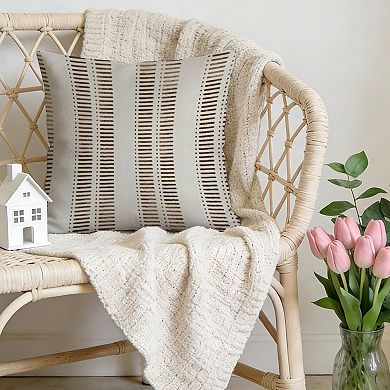 Decorative Throw Pillow, 18" Pillow Cover Singular, Indian Block Green Stripe