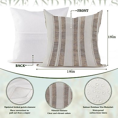 Decorative Throw Pillow, 18" Pillow Cover Singular, Indian Block Green Stripe