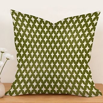 Outdoor Decorative Throw Pillow, 18" Pillow Cover Singular, Green Stars