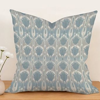 Decorative Throw Pillow, 18" Pillow Cover Singular, Indigo Ikat Fabric Teal