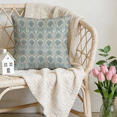 Decorative Throw Pillow, 18" Pillow Cover Singular, Indigo Ikat Fabric Teal
