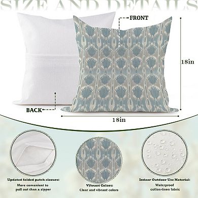 Decorative Throw Pillow, 18" Pillow Cover Singular, Indigo Ikat Fabric Teal