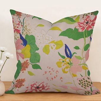 Outdoor Decorative Throw Pillow, 18" Pillow Cover Singular, Thibaut Garden Floral