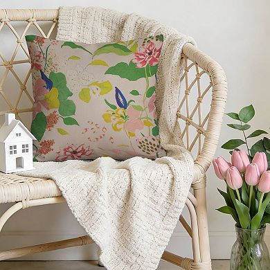 Outdoor Decorative Throw Pillow, 18" Pillow Cover Singular, Thibaut Garden Floral