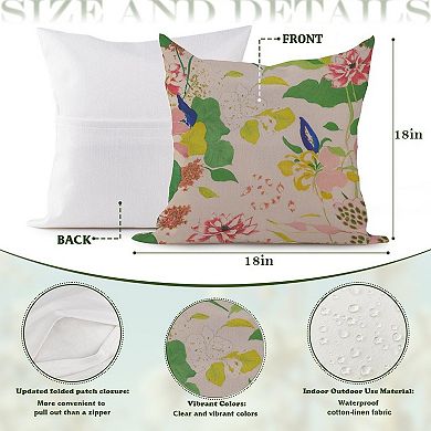 Outdoor Decorative Throw Pillow, 18" Pillow Cover Singular, Thibaut Garden Floral