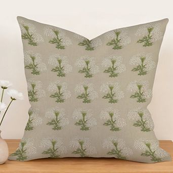 Decorative Throw Pillow, 18" Pillow Cover Singular, Hydrangea Springtime Flower Brown