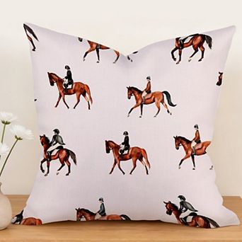 Decorative Throw Pillow, 18" Pillow Cover Singular, Horse Riding