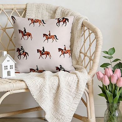 Decorative Throw Pillow, 18" Pillow Cover Singular, Horse Riding