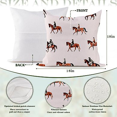 Decorative Throw Pillow, 18" Pillow Cover Singular, Horse Riding