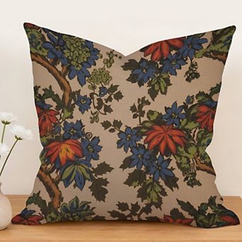 Outdoor Decorative Throw Pillow Cover, 18", 1 Pack, Exotic Thibaut Floral