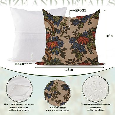 Outdoor Decorative Throw Pillow Cover, 18", 1 Pack, Exotic Thibaut Floral