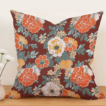 Outdoor Decorative Throw Pillow, 18" Pillow Cover Singular, French Thibaut Dahlia