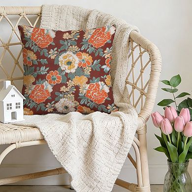 Outdoor Decorative Throw Pillow, 18" Pillow Cover Singular, French Thibaut Dahlia