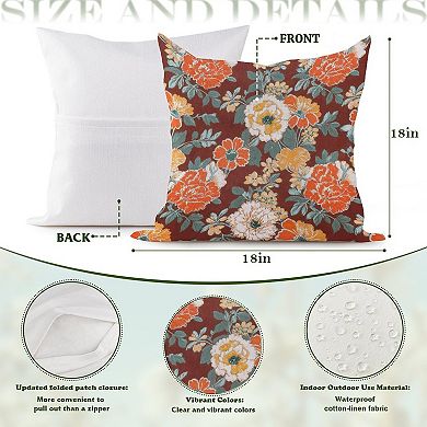 Outdoor Decorative Throw Pillow, 18" Pillow Cover Singular, French Thibaut Dahlia