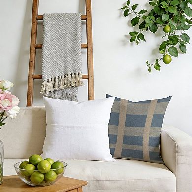 Outdoor Decorative Throw Pillow, 18" Pillow Cover Singular, Geometric Asian Check in Blue