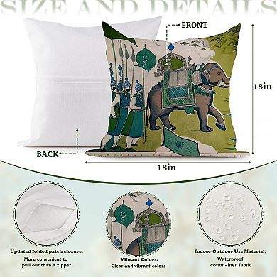 Thibaut French Elephant Teal Decorative Throw Pillow, 18" Pillow Cover Singular