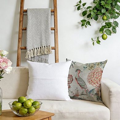 Outdoor Decorative Throw Pillow, 18" Pillow Cover Singular, Chinoiserie Pheasant Bird and Floral