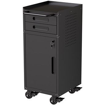 VIYET 34" Slim Rolling Tool Cabinet - Space-Saving Garage Storage with 2 Drawers & Locking Door