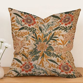 Outdoor Decorative Throw Pillow Cover, 18", 1 Pack, Chinoiserie Vintage Floral