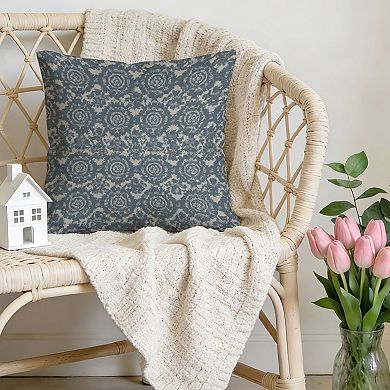 Decorative Throw Pillow, 18" Pillow Cover Singular, Indigo Ikat