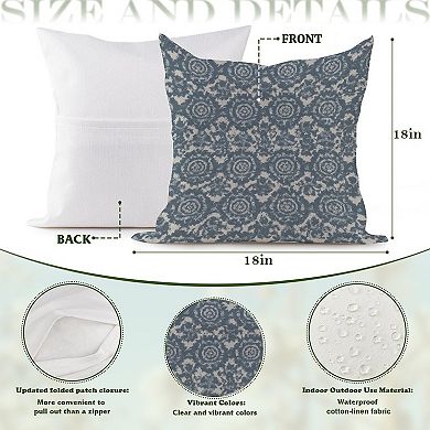 Decorative Throw Pillow, 18" Pillow Cover Singular, Indigo Ikat