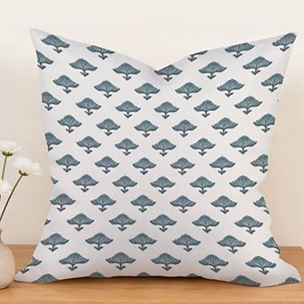 Decorative Throw Pillow, 18" Pillow Cover Singular, Mughal Floral Blue Chinoiserie