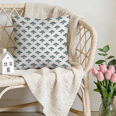 Decorative Throw Pillow, 18" Pillow Cover Singular, Mughal Floral Blue Chinoiserie