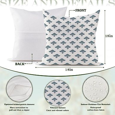 Decorative Throw Pillow, 18" Pillow Cover Singular, Mughal Floral Blue Chinoiserie