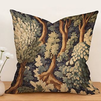 Thibaut Pagoda Trees in Green And Blue Decorative Throw Pillow, 18" Pillow Cover Singular