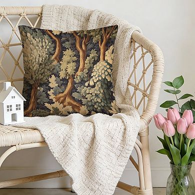 Thibaut Pagoda Trees in Green And Blue Decorative Throw Pillow, 18" Pillow Cover Singular