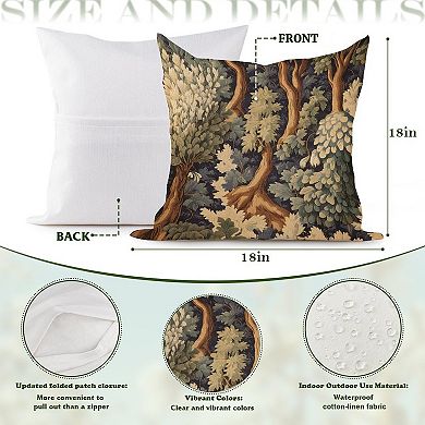 Thibaut Pagoda Trees in Green And Blue Decorative Throw Pillow, 18" Pillow Cover Singular