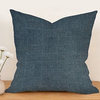 Outdoor Decorative Throw Pillow Cover, 18", 1 Pack, Indigo Mid Century Geometric