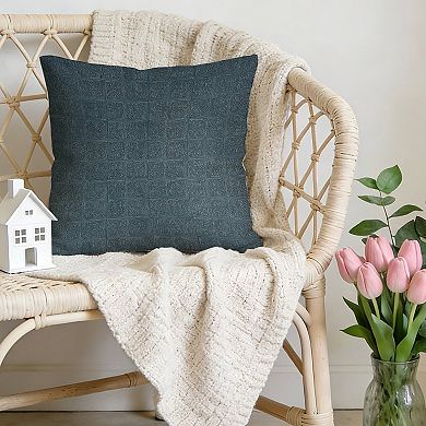 Outdoor Decorative Throw Pillow Cover, 18", 1 Pack, Indigo Mid Century Geometric