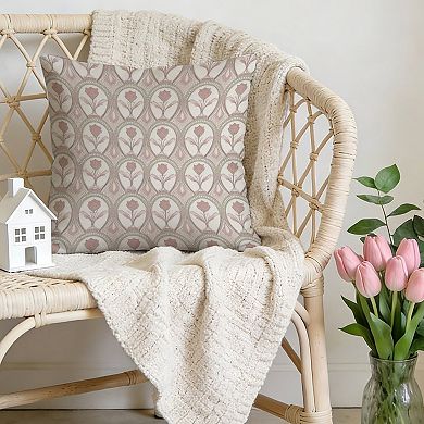 Mughal Floral Pink Chinoiserie Decorative Throw Pillow, 18" Pillow Cover Singular