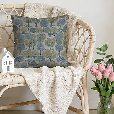Green And Blue Forest Decorative Throw Pillow, 18" Pillow Cover Singular