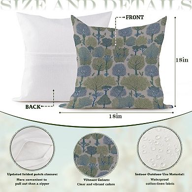 Green And Blue Forest Decorative Throw Pillow, 18" Pillow Cover Singular