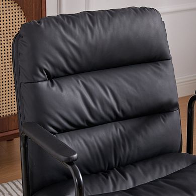 Mid-Back PU Leather Office Chair with Recline and Padded Armrests