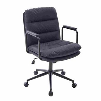 Mid-Back PU Leather Office Chair with Recline and Padded Armrests