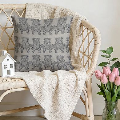 Decorative Throw Pillow, 18" Pillow Cover Singular, Blue Tibet Tiger