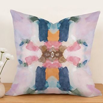 Navy Pink Orange Abstract Decorative Throw Pillow, 18" Pillow Cover Singular