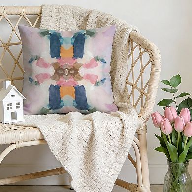 Navy Pink Orange Abstract Decorative Throw Pillow, 18" Pillow Cover Singular