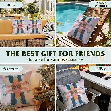 Navy Pink Orange Abstract Decorative Throw Pillow, 18" Pillow Cover Singular