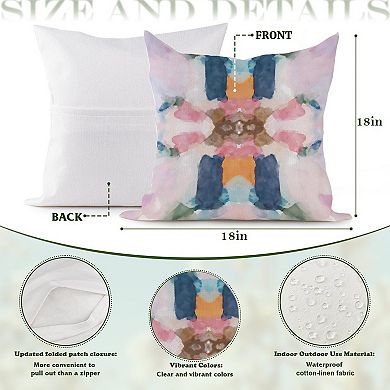 Navy Pink Orange Abstract Decorative Throw Pillow, 18" Pillow Cover Singular