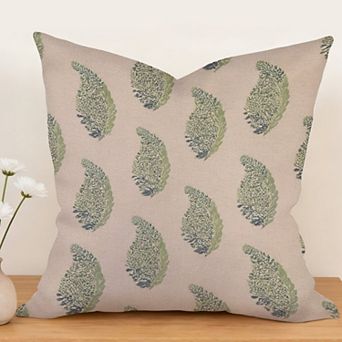 Outdoor Decorative Throw Pillow, 18" Pillow Cover Singular, Chinoiserie Sage Green Botanical