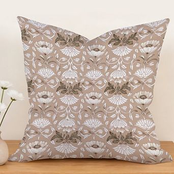 Outdoor Decorative Throw Pillow Cover, 18", 1 Pack, Light Camel Floral