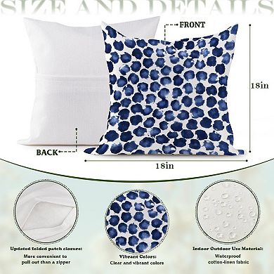 Decorative Throw Pillow, 18" Pillow Cover Singular, Waterproof Blue Euro