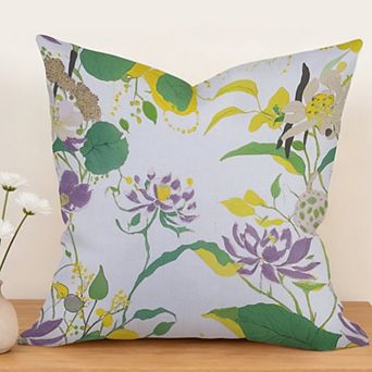 Chinoiserie Peony Floral in Violet Decorative Throw Pillow, 18" Pillow Cover Singular