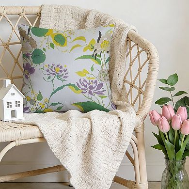 Chinoiserie Peony Floral in Violet Decorative Throw Pillow, 18" Pillow Cover Singular